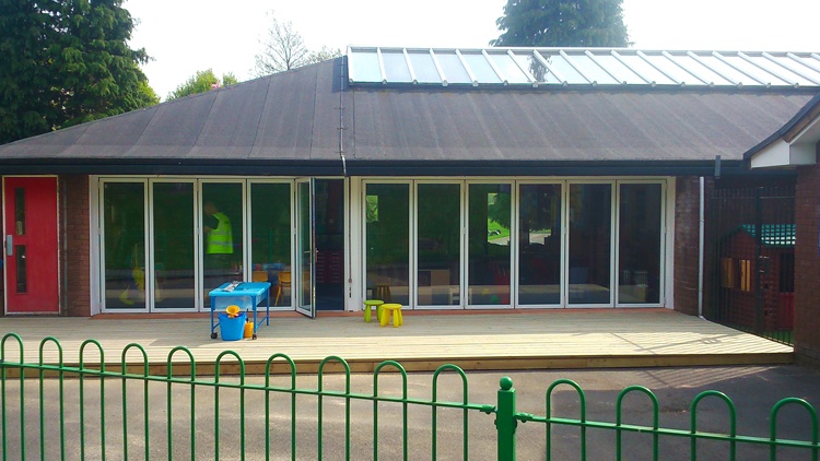 Photo of a school with  bi-fold doors installed
