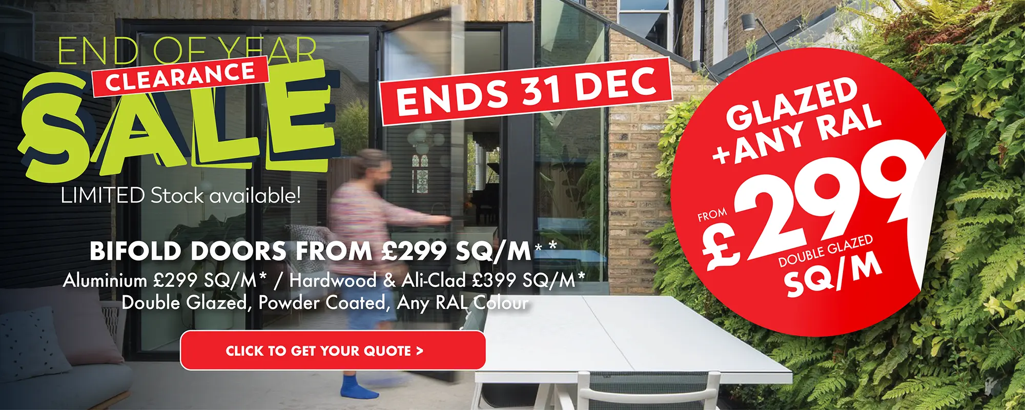 Clearance Sale - Bifold Doors from £299 SQ/M