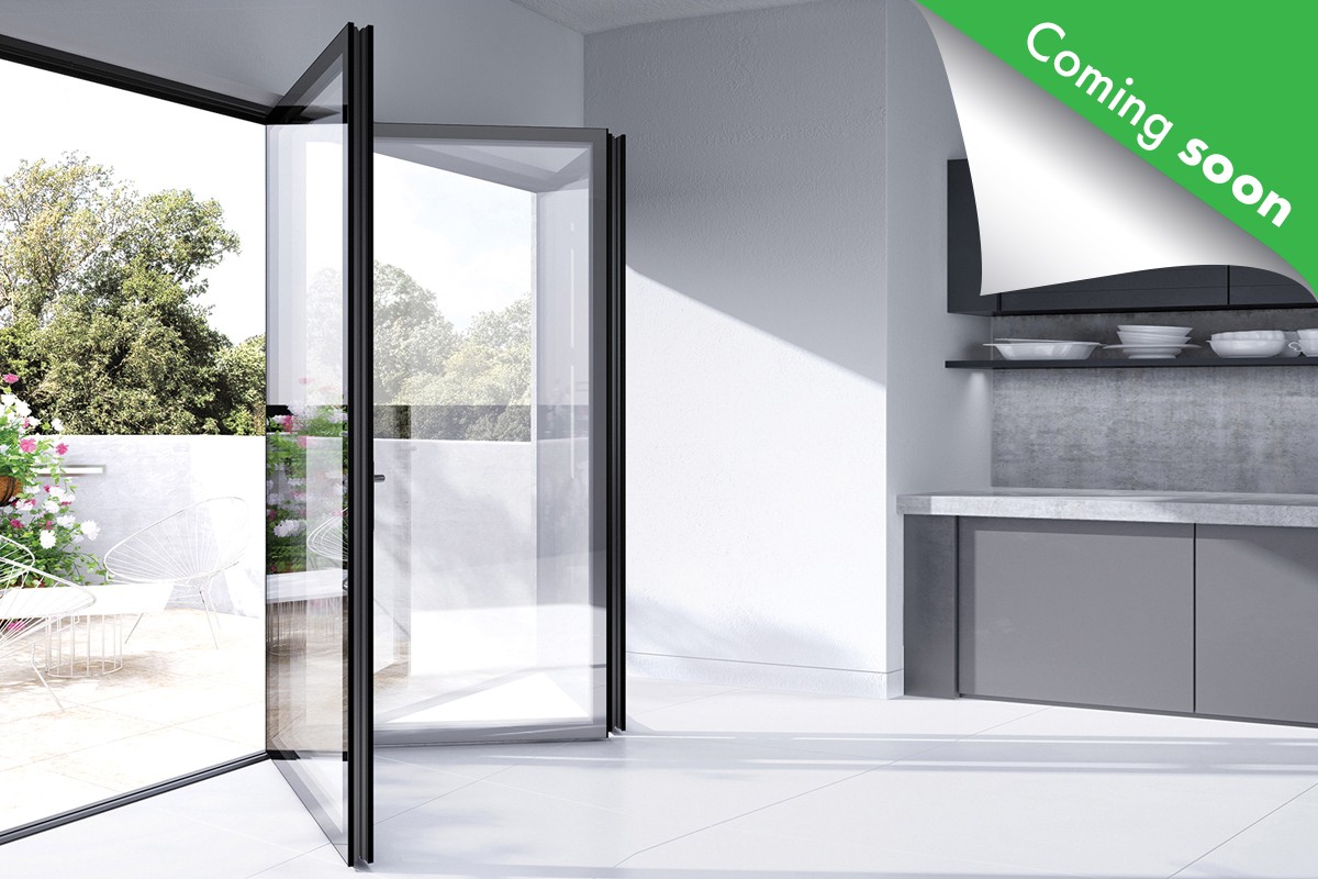 GlassIIEdge™ Glass/Glass inline bi-fold doors to kitchen
