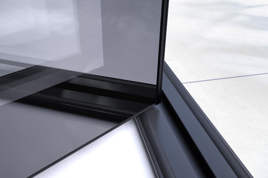 GlassIIEdge™ Glass/Aluminium Corner set bi-fold doors