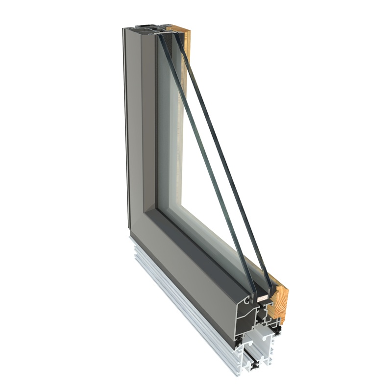 Photo of aluminium and hardwood timber bifold door profile